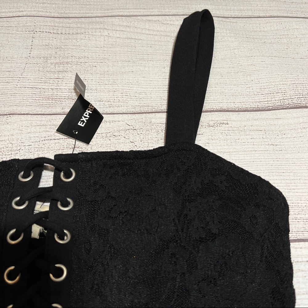 EXPRESS Black Lace-Up Bodysuit - Picture 6 of 15